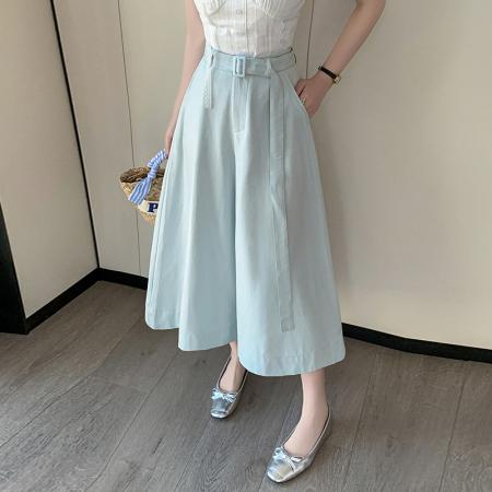 BY11972# 春夏新款显瘦设计感高腰7分裤宽松大摆阔腿A字裙裤休闲裤女 服裝批發女裝批發服飾貨源