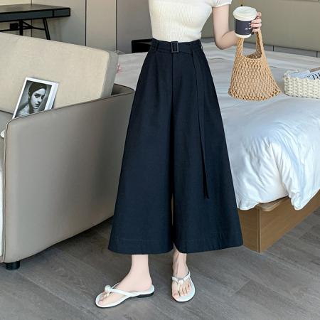BY11972# 春夏新款显瘦设计感高腰7分裤宽松大摆阔腿A字裙裤休闲裤女 服裝批發女裝批發服飾貨源