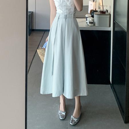 BY11972# 春夏新款显瘦设计感高腰7分裤宽松大摆阔腿A字裙裤休闲裤女 服裝批發女裝批發服飾貨源