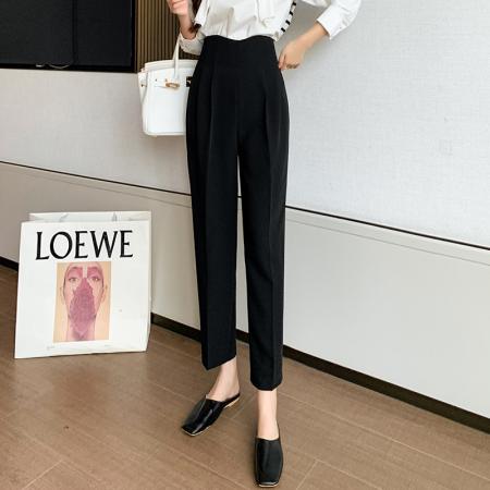 BY11974# 花苞裤女春夏新图高腰西装小脚烟管9分裤直筒哈伦休闲长裤女 服裝批發女裝批發服飾貨源