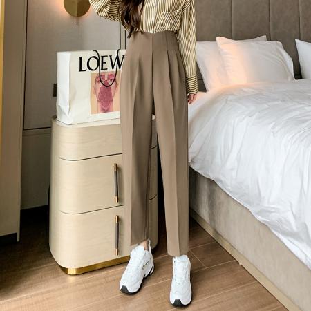 BY11974# 花苞裤女春夏新图高腰西装小脚烟管9分裤直筒哈伦休闲长裤女 服裝批發女裝批發服飾貨源