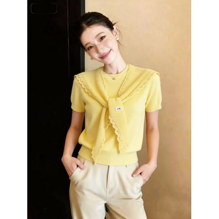 BY11982# 针织短袖新品网红炸街减龄高级感盐系轻熟小香风洋装两件套 服裝批發女裝批發服飾貨源