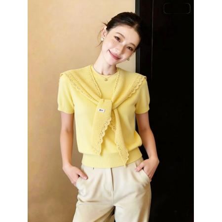 BY11982# 针织短袖新品网红炸街减龄高级感盐系轻熟小香风洋装两件套 服裝批發女裝批發服飾貨源