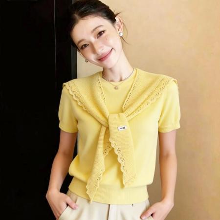 BY11982# 针织短袖新品网红炸街减龄高级感盐系轻熟小香风洋装两件套 服裝批發女裝批發服飾貨源