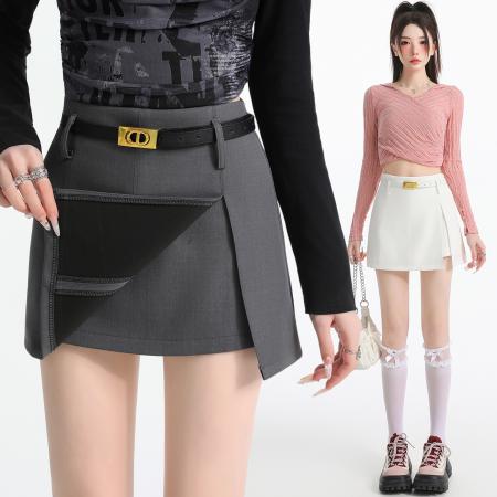BY11987# 开叉a字半身裙女夏新款超火包臀灰色裙子小个子西装短裙 服裝批發女裝批發服飾貨源