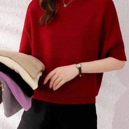 BY11992# 夏季冰丝短袖蝙蝠衫针织T恤女韩版纯色宽松大码百搭显瘦 服裝批發女裝批發服飾貨源