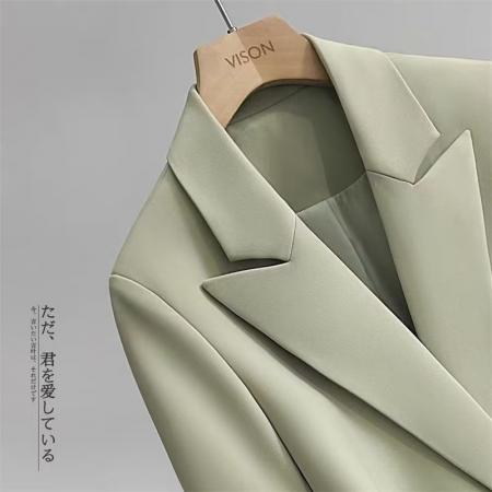 BY11996# 春秋小个子绿色黑色系带西装新款韩版休闲西服收腰外套网红 服裝批發女裝批發服飾貨源