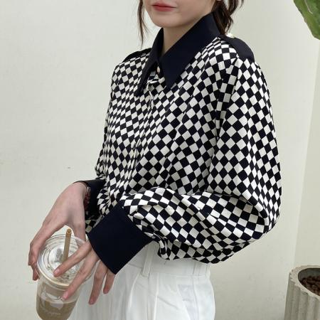 BY11999# 春季新款百搭时尚小翻领减龄设计感雪纺衬衫 服裝批發女裝批發服飾貨源