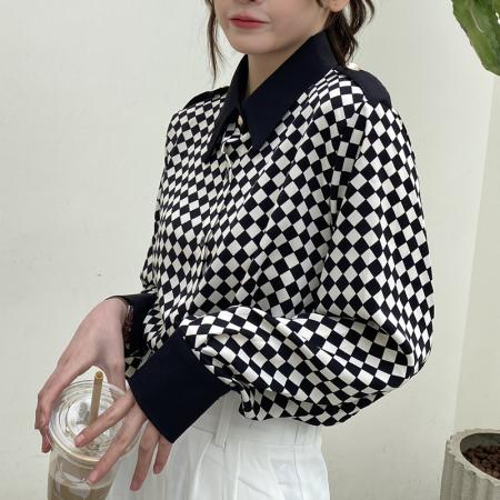 BY11999# 春季新款百搭时尚小翻领减龄设计感雪纺衬衫 服裝批發女裝批發服飾貨源