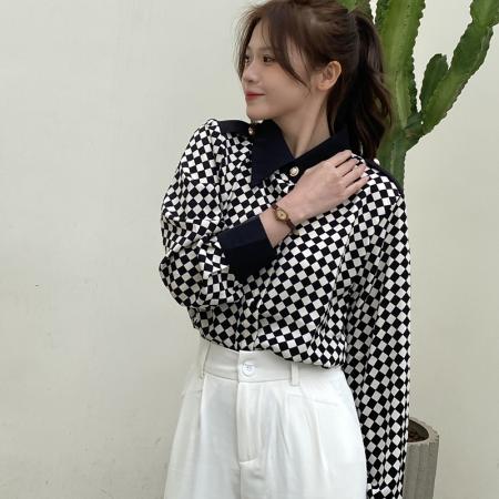 BY11999# 春季新款百搭时尚小翻领减龄设计感雪纺衬衫 服裝批發女裝批發服飾貨源