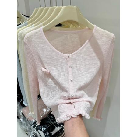 BY12010# 春季新款立体花朵夏季针织开衫女短款洋气百搭休闲毛衣上衣 服裝批發女裝批發服飾貨源