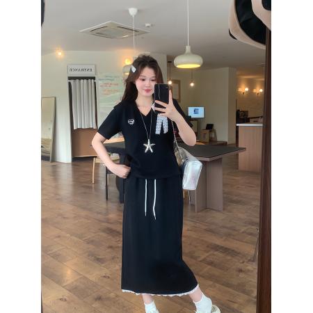 BY12016# 夏装新款胖mm大码女气质v领收腰显瘦长短款连衣裙 服裝批發女裝批發服飾貨源