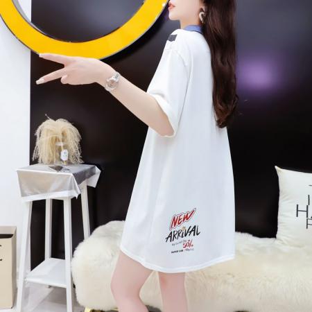 BY12018# 夏季潮牌棉大码牛仔领印花短袖T恤女 服裝批發女裝批發服飾貨源