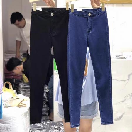 BY12024# 黑色牛仔裤女...