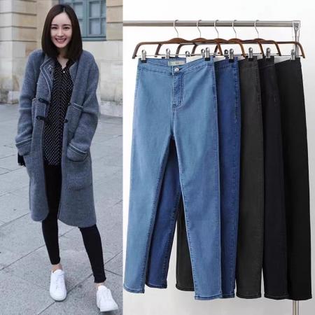 黑色牛仔裤女秋装新款高腰显瘦修身小个子紧身季小脚裤子 服裝批發女裝批發服飾貨源