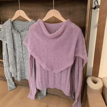 BY12026# 早春韩系新款亨利领披肩长袖t恤女春季叠穿修身针织打底上衣 服裝批發女裝批發服飾貨源