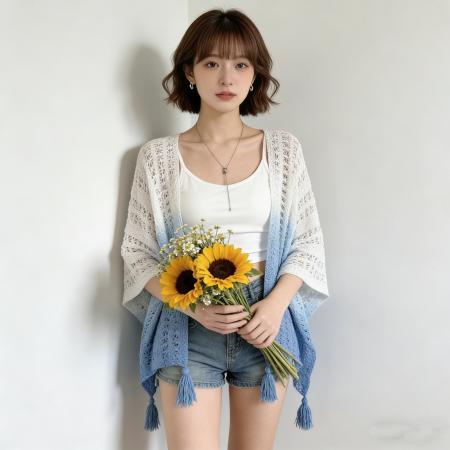 BY12027# 镂空复古民族度假风针织流苏开衫薄款春夏季披肩外搭蕾丝纯色披肩 服裝批發女裝批發服飾貨源