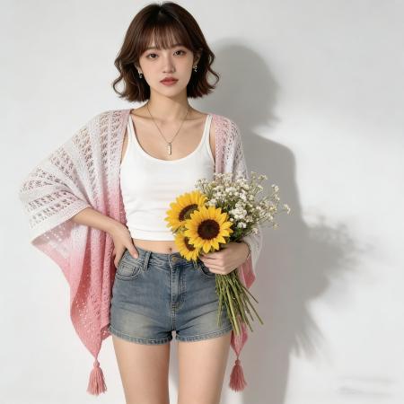 BY12027# 镂空复古民族度假风针织流苏开衫薄款春夏季披肩外搭蕾丝纯色披肩 服裝批發女裝批發服飾貨源