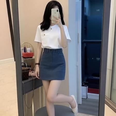 BY12051# 夏新款炸街网红时尚减龄高级感牛仔套装裙女小个子两件套装女 服裝批發女裝批發服飾貨源