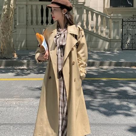 BY12055# UM咖色格纹长袖连衣裙女秋季优雅气质蝴蝶结系带显瘦休闲度假长裙 服裝批發女裝批發服飾貨源