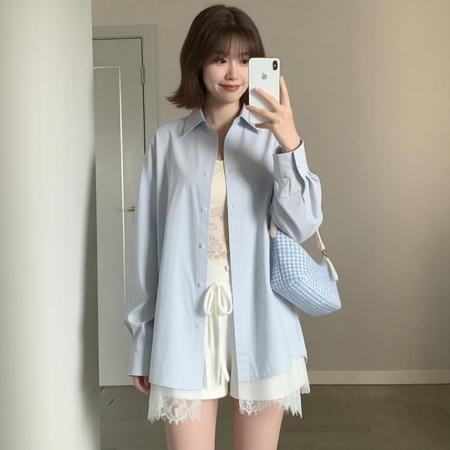 BY12056# 原创冰岛慕斯宽松蕾丝衬衫长款拼接半身裙夏季 服裝批發女裝批發服飾貨源