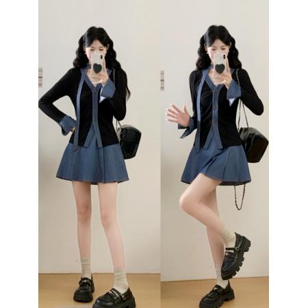 BY12059# 设计感牛仔拼...