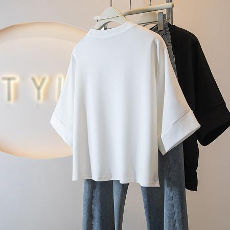 大码女装春季新款韩版胖MM高级感潮流小花设计感显瘦修身上衣 服裝批發女裝批發服飾貨源