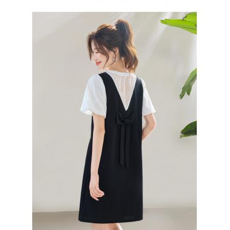 夏季新款小个子假两件休闲宽松连衣裙减龄微胖遮肚子裙子女薄 服裝批發女裝批發服飾貨源