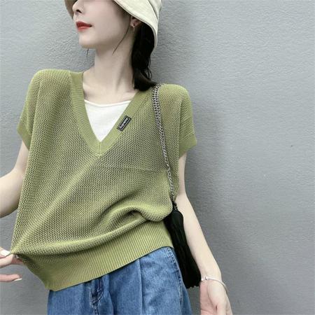 BY12095# 假两件短袖T...