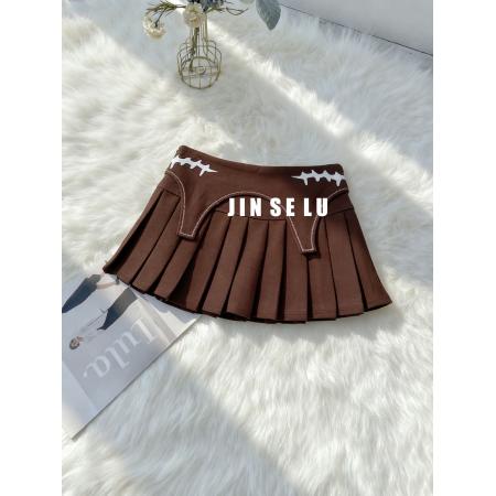 设计感美式辣妹风高腰百褶半身裙女A字百搭显瘦防走光A字短裙 服裝批發女裝批發服飾貨源