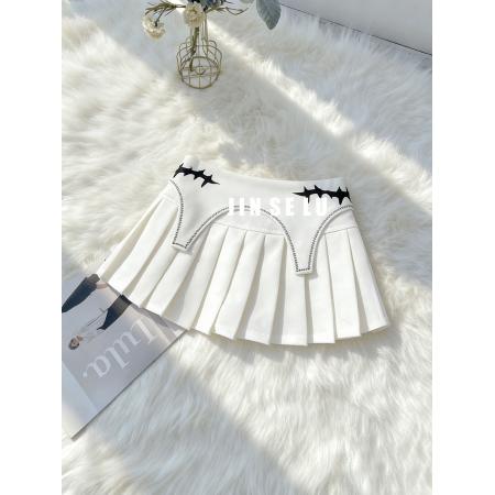 设计感美式辣妹风高腰百褶半身裙女A字百搭显瘦防走光A字短裙 服裝批發女裝批發服飾貨源