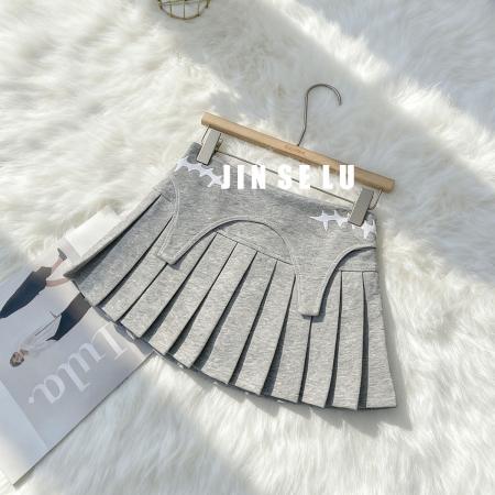 设计感美式辣妹风高腰百褶半身裙女A字百搭显瘦防走光A字短裙 服裝批發女裝批發服飾貨源