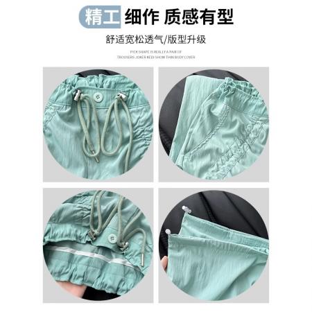 原版做法美式运动裤女夏季高腰直筒蝴蝶结休闲卡其色速干工装裤 服裝批發女裝批發服飾貨源