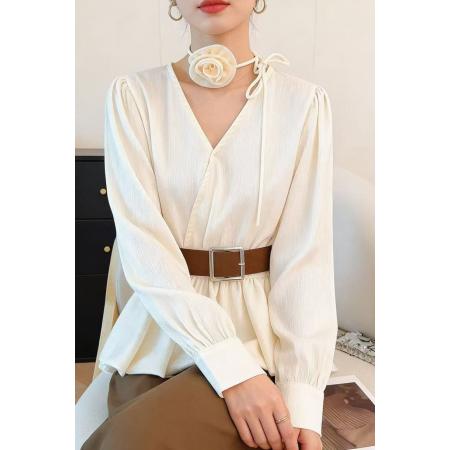 春款丝光缎面衬衫修身气质高级感百搭上衣 服裝批發女裝批發服飾貨源