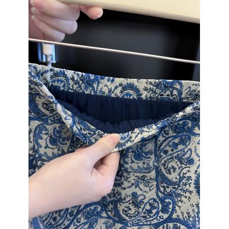 BY12132# 品质五线打边青花瓷印花透纱斜裁鱼尾半身裙 服裝批發女裝批發服飾貨源