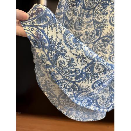 BY12132# 品质五线打边青花瓷印花透纱斜裁鱼尾半身裙 服裝批發女裝批發服飾貨源