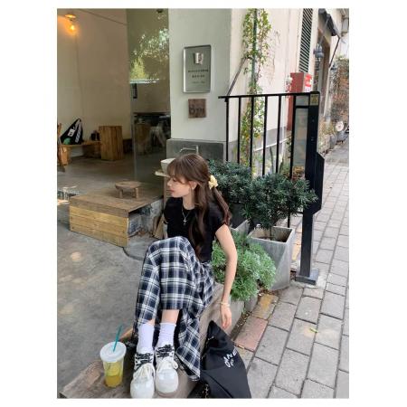 BY12136# 黑白格子气质显瘦复古裙子半裙夏季长裙女设计感时尚半身裙 服裝批發女裝批發服飾貨源