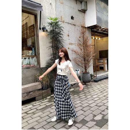 BY12136# 黑白格子气质显瘦复古裙子半裙夏季长裙女设计感时尚半身裙 服裝批發女裝批發服飾貨源