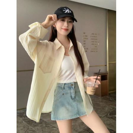 BY12149# 衬衫上衣设计感小众法式上衣女款春秋薄外套夏季新款防晒开衫衬衣 服裝批發女裝批發服飾貨源