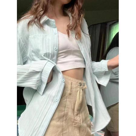 BY12149# 衬衫上衣设计感小众法式上衣女款春秋薄外套夏季新款防晒开衫衬衣 服裝批發女裝批發服飾貨源