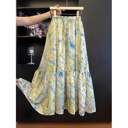 BY12150# 三标齐全天猫品质五线打边复古度假风半身裙伞裙蛋糕裙 服裝批發女裝批發服飾貨源