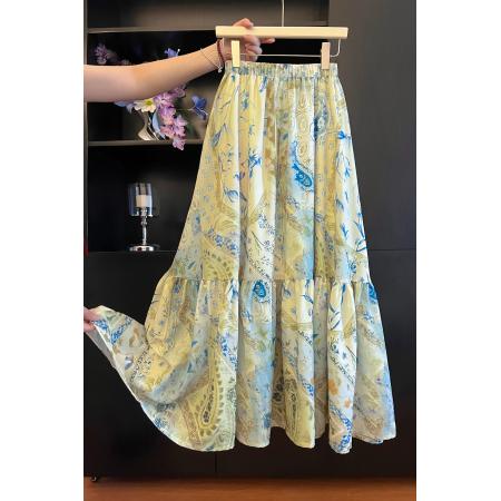 三标齐全天猫品质五线打边复古度假风半身裙伞裙蛋糕裙 服裝批發女裝批發服飾貨源