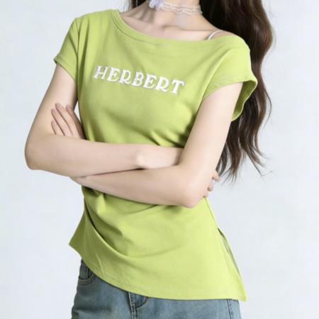 BY12152# 不规则下摆开叉短袖t恤女夏季新款收腰皱褶独特超好看上衣 服裝批發女裝批發服飾貨源