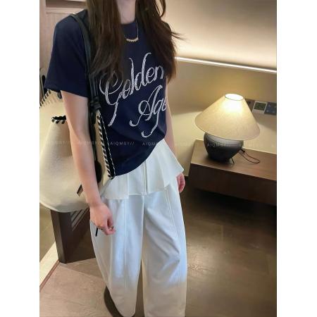 BY12153# 设计感重工字母钉珠短袖T恤女春夏新款洋气内搭打底小衫上衣 服裝批發女裝批發服飾貨源