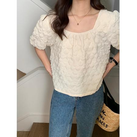 夏季新款韩版百搭宽松方领短袖衬衫女上衣夏 服裝批發女裝批發服飾貨源