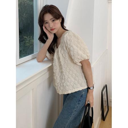 夏季新款韩版百搭宽松方领短袖衬衫女上衣夏 服裝批發女裝批發服飾貨源