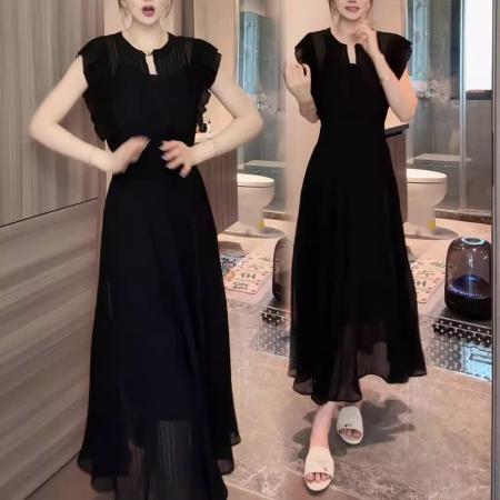 BY12177# 赫本风显瘦套装夏季新款时尚内搭吊带短袖飞飞袖连衣裙两件套 服裝批發女裝批發服飾貨源