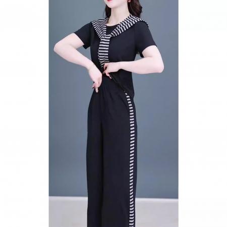 BY12180# 夏季新款简约休闲套装设计感短袖上衣披肩阔腿裤减龄三件套装 服裝批發女裝批發服飾貨源
