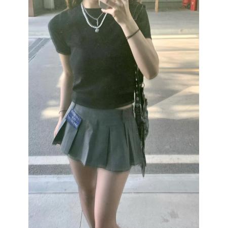 BY12196# 夏季穿搭酷盐系时尚减龄网红炸街可盐可甜港风复古chic两件套装女 服裝批發女裝批發服飾貨源