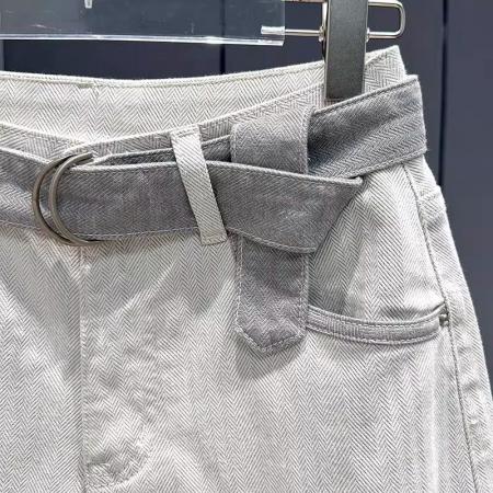 深圳南油夏季灰白色高腰显瘦a字休闲阔腿五分牛仔裤女新款 服裝批發女裝批發服飾貨源